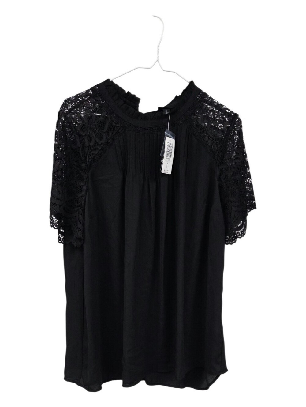 Torrid 0 Black Lace Shoulder Short Sleeve Women's Blouse Nwt - Picture 2 of 8
